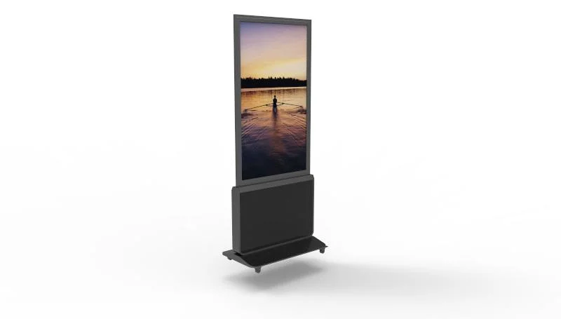 5g WiFi Ultra Slim Floor Standing Double Sided OLED Display for Advertising with One Sided Mirror