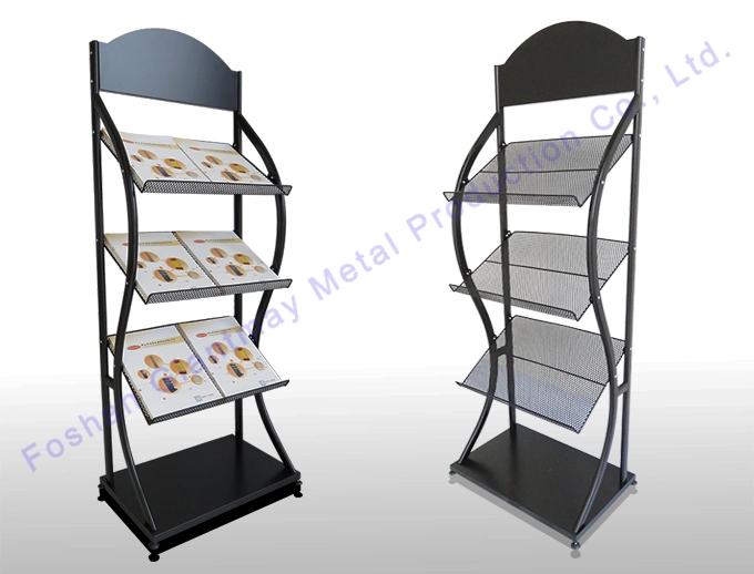 Folding Metal Floor Journal, Brochure, Catalogue, Poster Display Wire Magazine Holder Rack