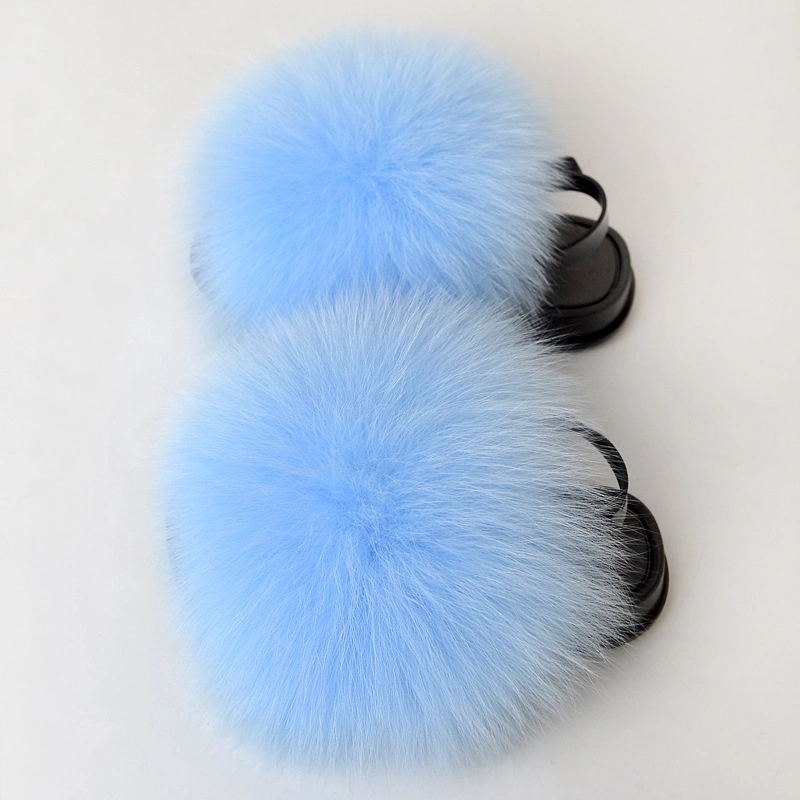 New Design Wholesale Kids Fur Slides, Kids Fur Slippers with Strap, Back Straps Kids Fur Slippers