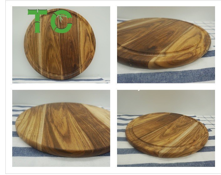 Wholesale Customized Acacia Wood Cutting Board Round Chopping Board Cheese Board; Serving Board with Juice Groove