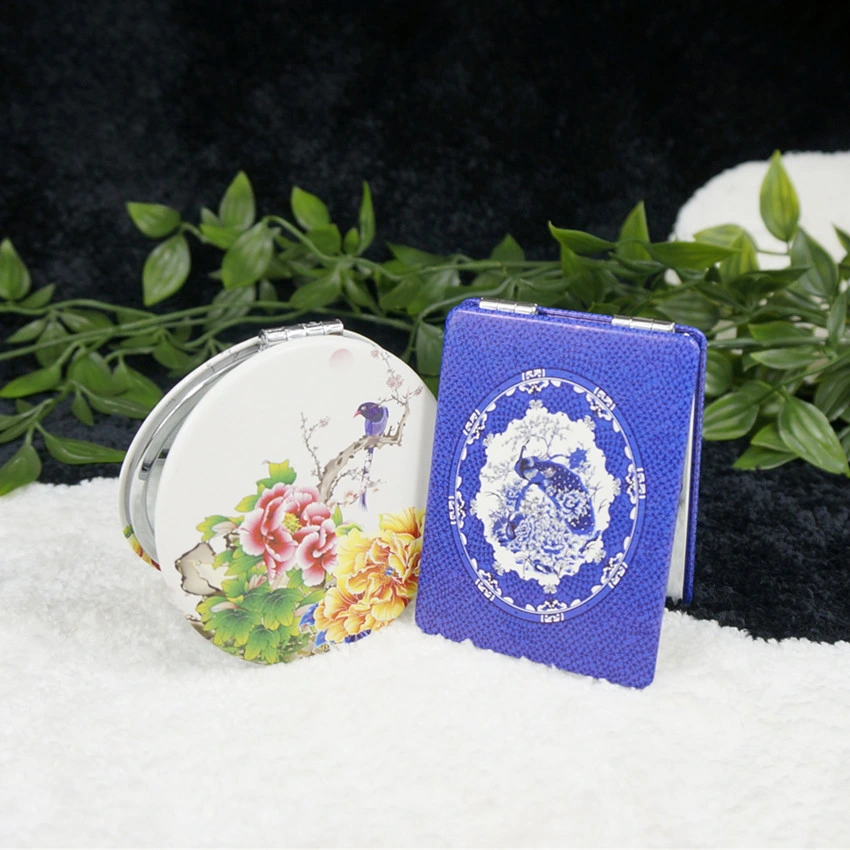 PU Compact Mirror Folding Double Sided Classic Traditional Painting Collection