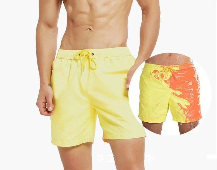 Custom Mens Beach Temperature-Sensitive Color-Changing Blank Swim Trunks Quick Dry Surfing Running Board Shorts