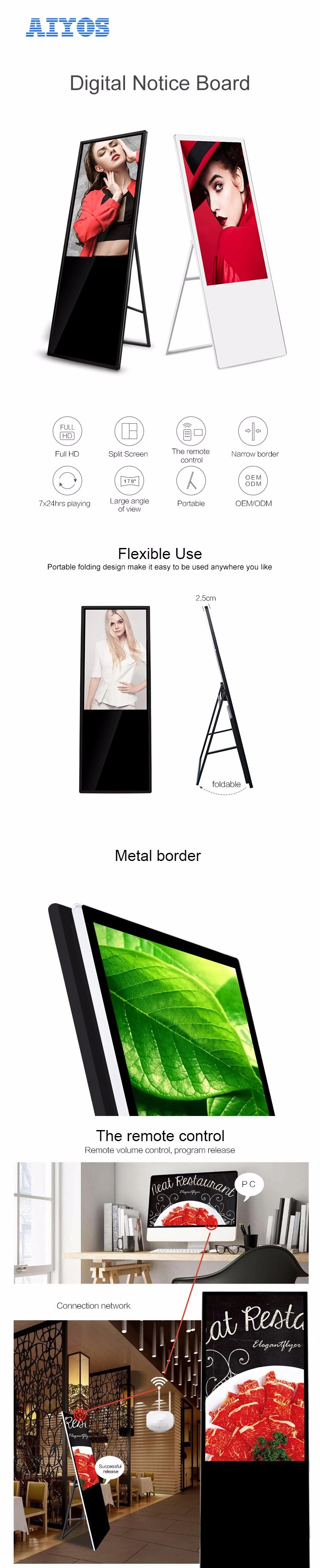 65inch Folding Floor Standing Advertising Media Player LCD Display Player WiFi Network HD Digital Signage