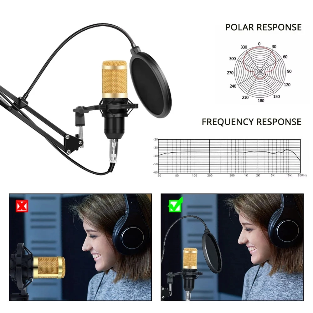 High Quality Portable Professional Studio Recording Microphone Set Condenser Microphone