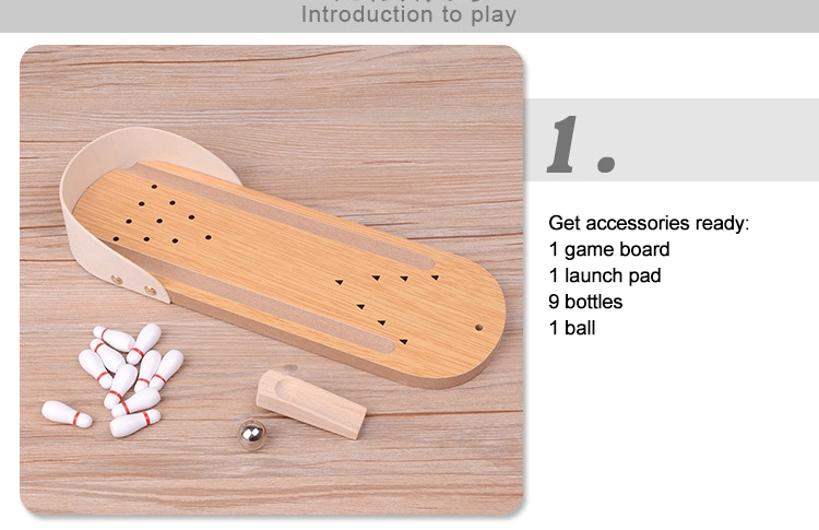 Indoor Kids Game Wooden Desktop Bowling Game Wooden Mini Table Bowling Game Set Toy for Kids