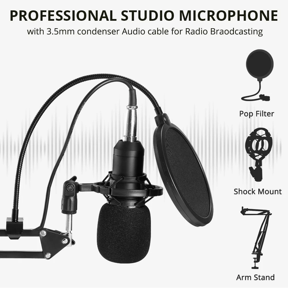 High Quality Portable Professional Studio Recording Microphone Set Condenser Microphone