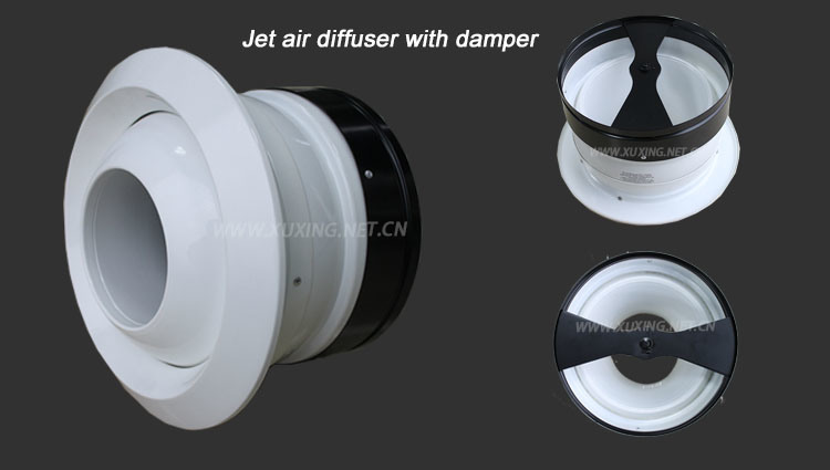 Round Adjustable Eyeball Ball Spout Air Conditioning Ceiling Jet Air Diffuser with Adjustable Dampers