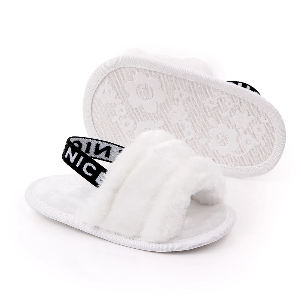 Toddlers Wholesale Fur Slippers, Prewalker Baby Shoes, Elastic Back Strap Kid Shoe