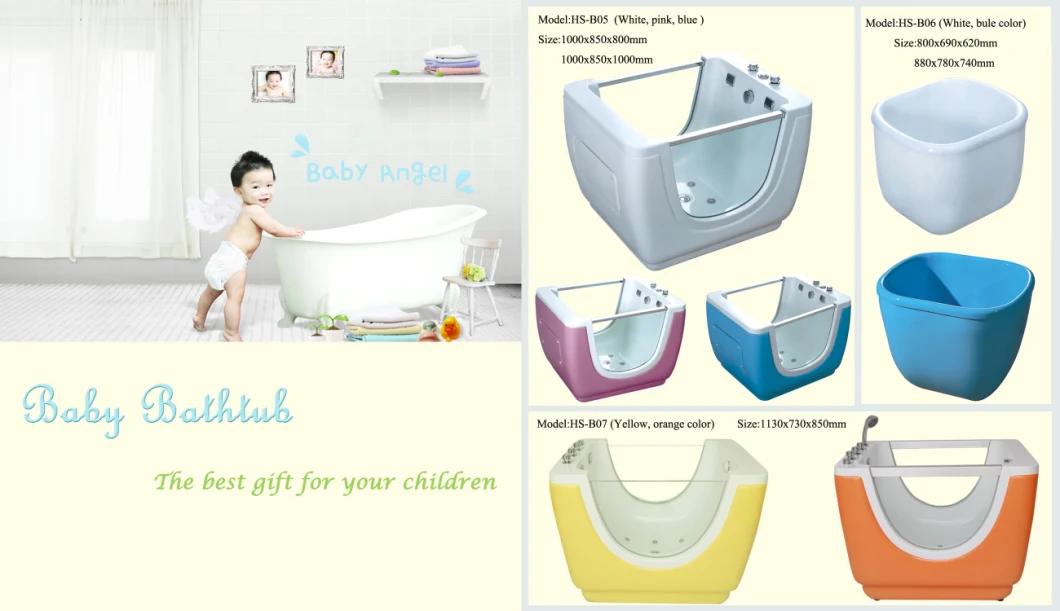 Free Stand Bright Acrylic Color Small Size Bathtub for Kids