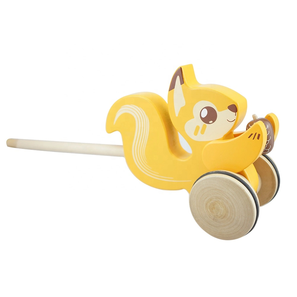 Activity Learning Toys for Kids Cute Squirrel Animal Design Wooden Drag Toy