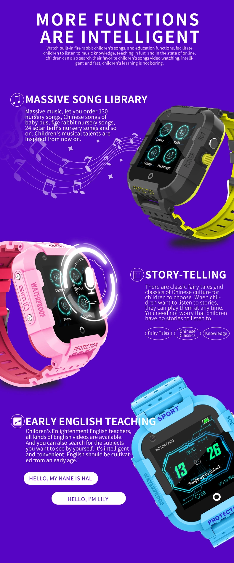 Kids Watch Girls Waterproof 4G SIM Card GPS Activity Tracker Kids Watch