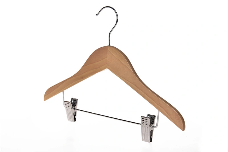 Winsun Adjustable Metal Clip Drying Rack  Kids Hanger Logo Solid Wooden Hanger