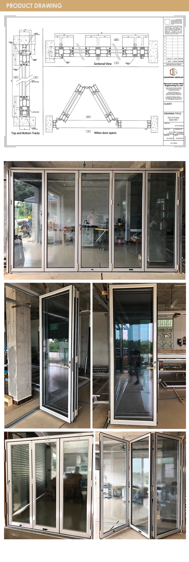 Aluminum Glass Folding Door Indoor Folding Doors Aluminium Folding Glass Door Factory Price