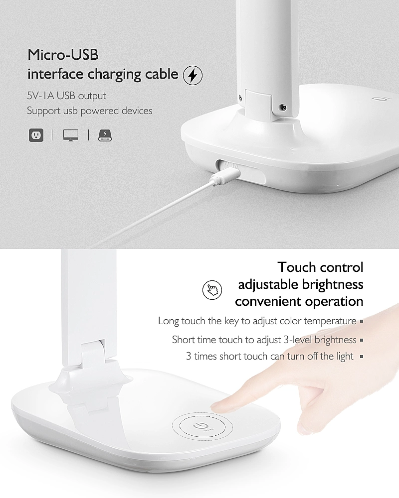 Rechargeable Folding Desk Lamp Dimmable Table Lamp LED Light Reading Lamp for Kids