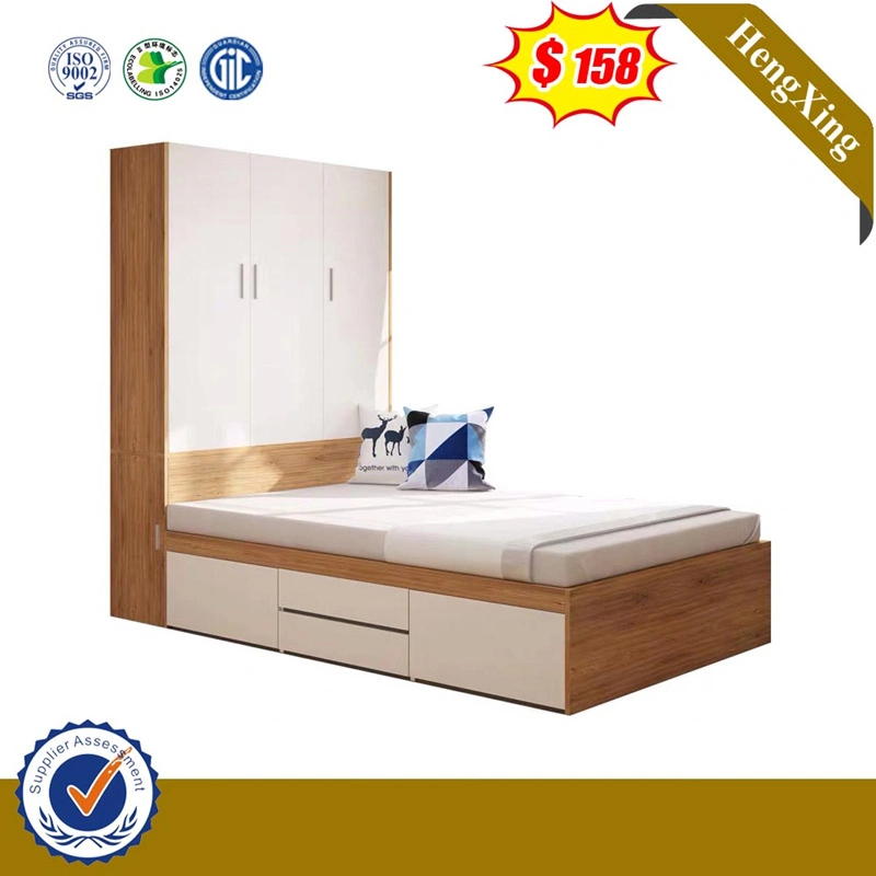 Modern Wooden Bedroom Furniture Set Wardrobe Bookself Single Kid Bed