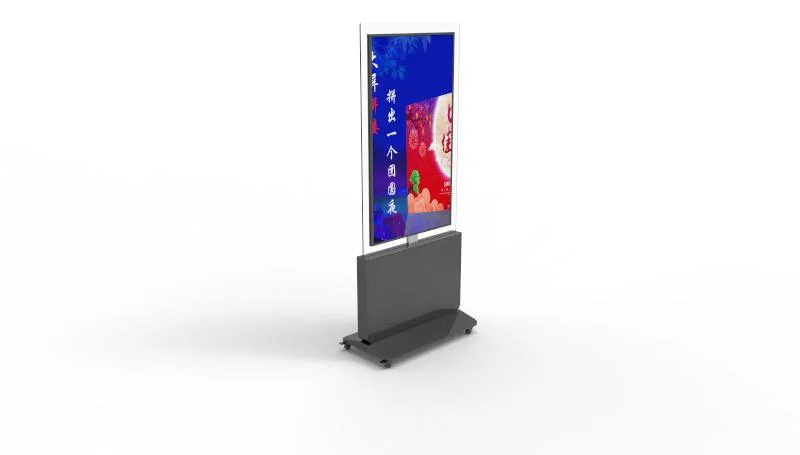 5g WiFi Ultra Slim Floor Standing Double Sided OLED Display for Advertising with One Sided Mirror