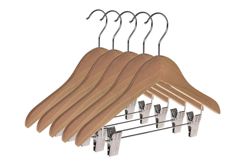 Winsun Adjustable Metal Clip Drying Rack  Kids Hanger Logo Solid Wooden Hanger