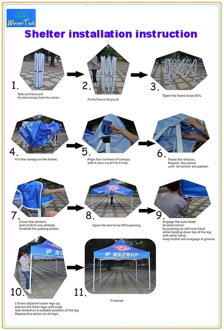 High Quality Strong Aluminum Alloy Steel Frame Pop up Folding Tent Display in Dongguan China-W00030