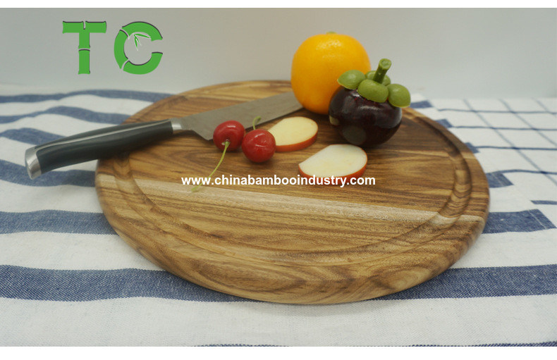 Wholesale Customized Acacia Wood Cutting Board Round Chopping Board Cheese Board; Serving Board with Juice Groove