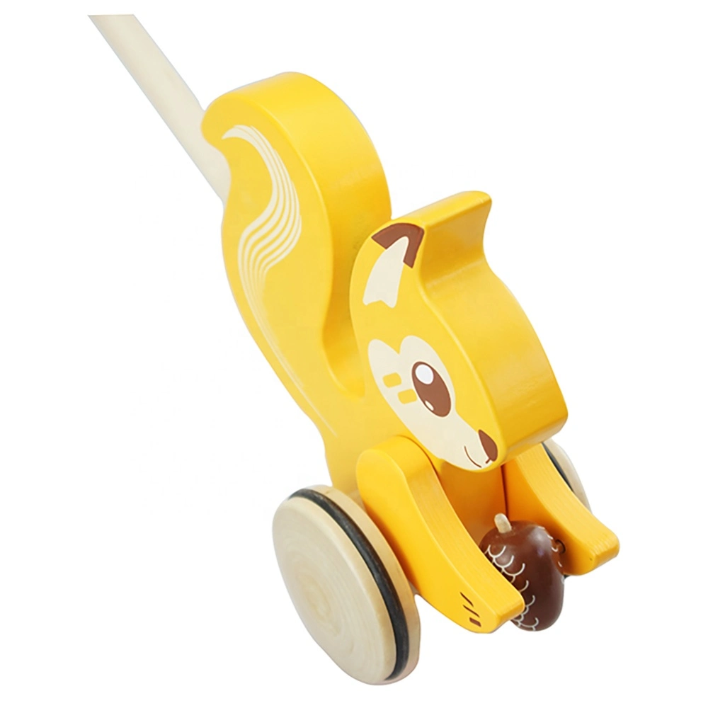 Activity Learning Toys for Kids Cute Squirrel Animal Design Wooden Drag Toy