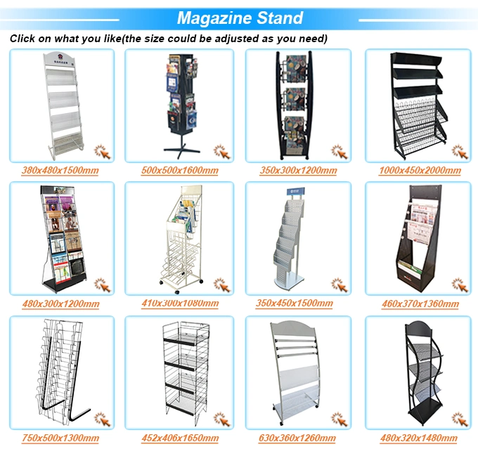 Folding Metal Floor Journal, Brochure, Catalogue, Poster Display Wire Magazine Holder Rack