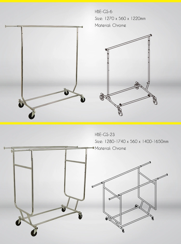 Double Sided Adjustable Collapsible Adjustable Chromed Garment Rack