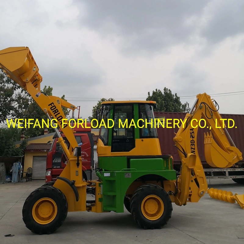 Forload Tractor Loader Backhoe, Mini Backhoe Loader with Backhoe Excavator and Hydraulic Auger Drilling