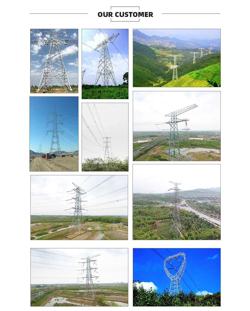 Angle Steel Electric Power Transmission Line Steel Pole Towers