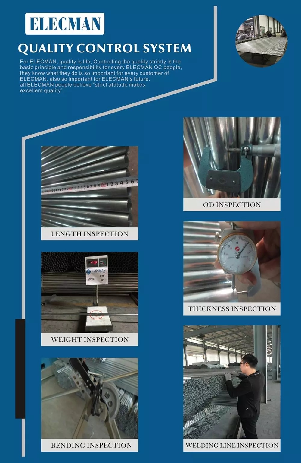 Factory Direct Electrical EMT Conduit with UL Certificate