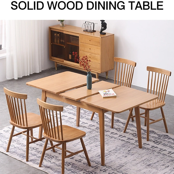 Simple Retractable Solid Wood Dining Table