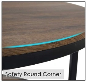 Round Coffee Table Sturdy Metal Frame Legs Sofa Table Iron Side Table Modern Wooden Metal Design Simple Coffee Table