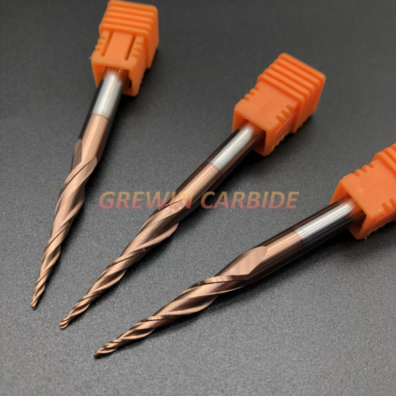 Gw Carbide-HRC55 2f Two Flute Carbide Tapered Ball Nose Mill Spiral CNC Router Bits