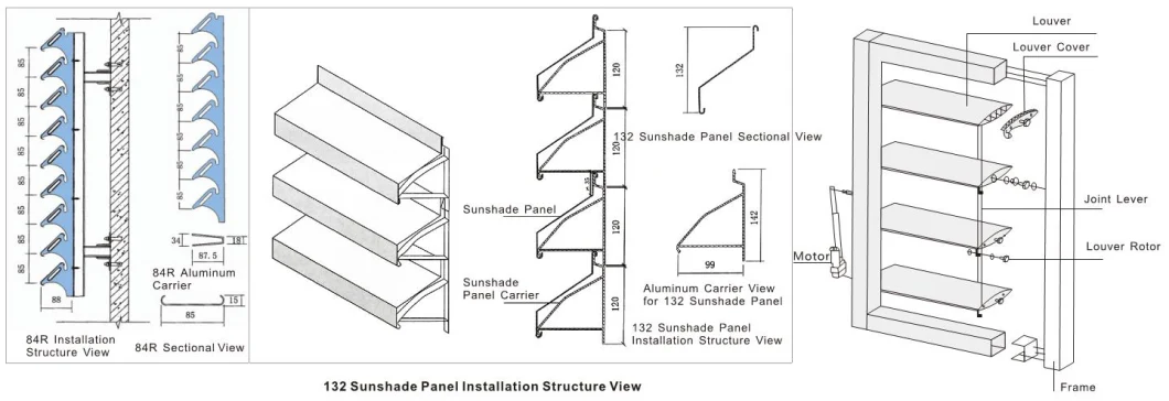 Exterior Shades Architectural Sunshades Metal Vertical Blinds for Building Windows