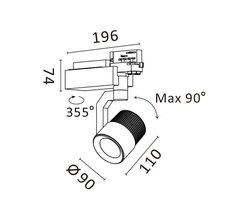 Dimmable High Power 10degree 30W/40W/50W Interior/Architectural LED Track Spotlight