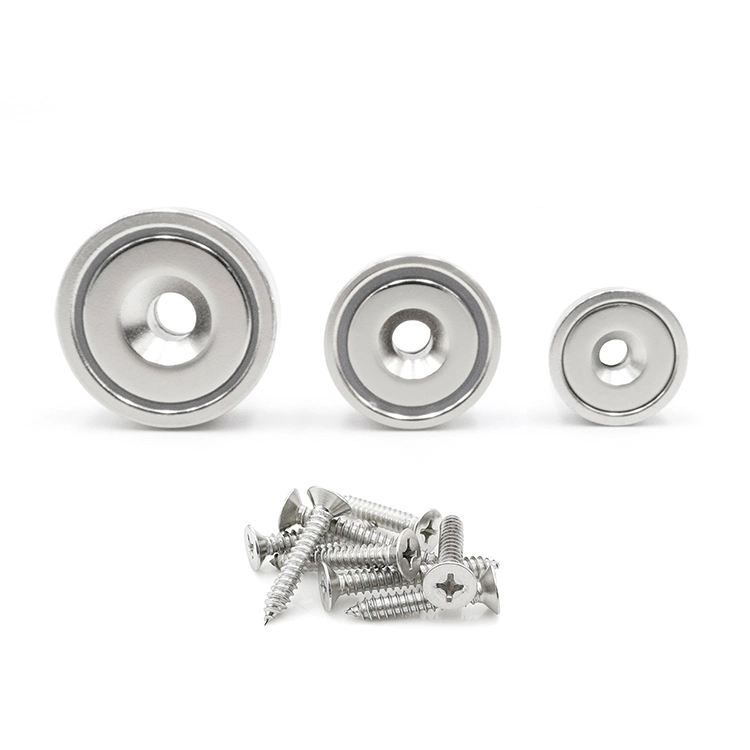 Neodymium Round Magnetic Base Cup with Countersunk Hole Pot Magnets for Sale