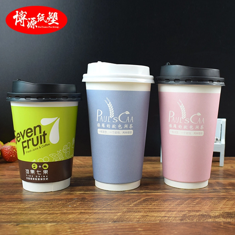 Custom Logo Printing Disposable Paper Cups for Hot Beverage /Coffee/ Tea/ Milk Tea/ Pearl Milk Tea