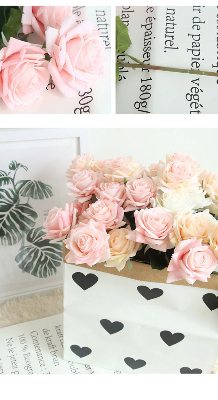 Artificial Rose Flower Bouquet Decorative Flower Artificial Plants Office Kitchen Home Table Decorations Silk Flower