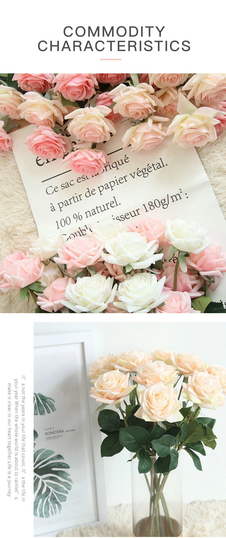 Artificial Rose Flower Bouquet Decorative Flower Artificial Plants Office Kitchen Home Table Decorations Silk Flower