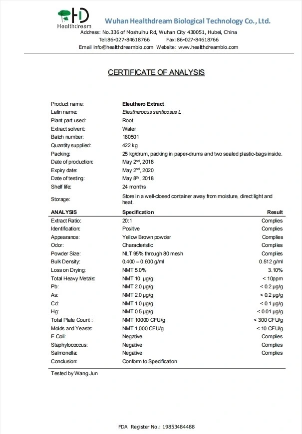 Click China Supplier Organic Acanthopanax Extract with Competitive Price