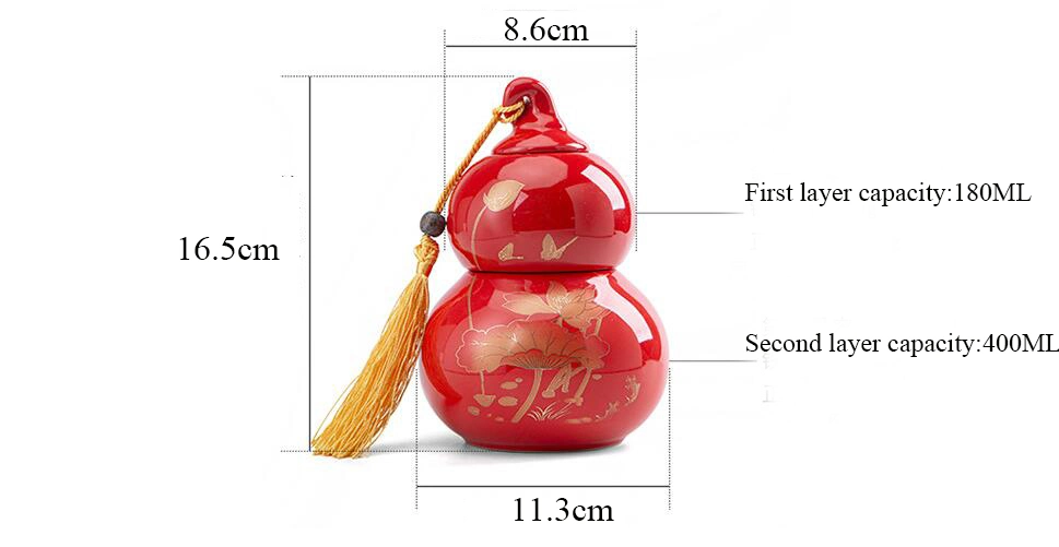 Ceramic Tea Jar Gourd Jar Porcelain Tea Jar Sealed Tea Jar Gift Tea Jar