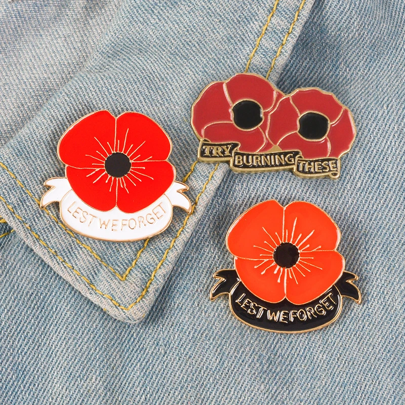 Custom Lest We Forget Poppy Pin for Momery of World Second War