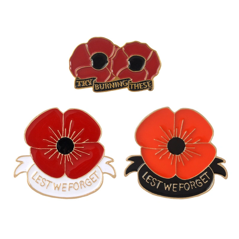 Custom Lest We Forget Poppy Pin for Momery of World Second War