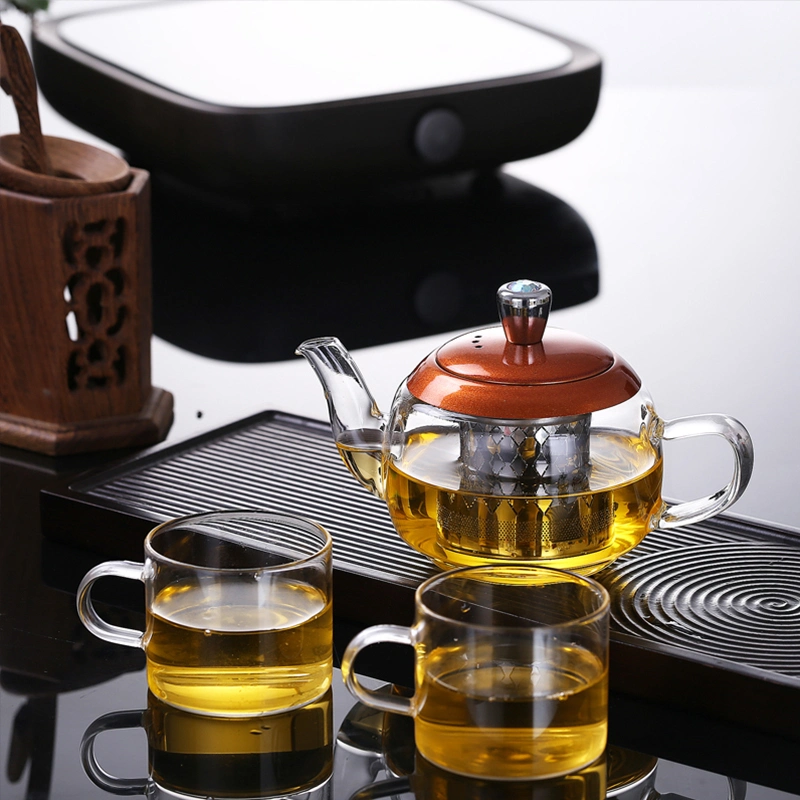 Durable Borosilicate Glass Stainless Steel Filter Strainer for Loose Fruit Flower or Hibiscus Service Tea Pot