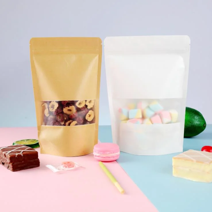 Thick Kraft Paper Self-Supporting Ziplock Bag Nut Tea Food Packaging Bag Dried Fruit Sealed Bag