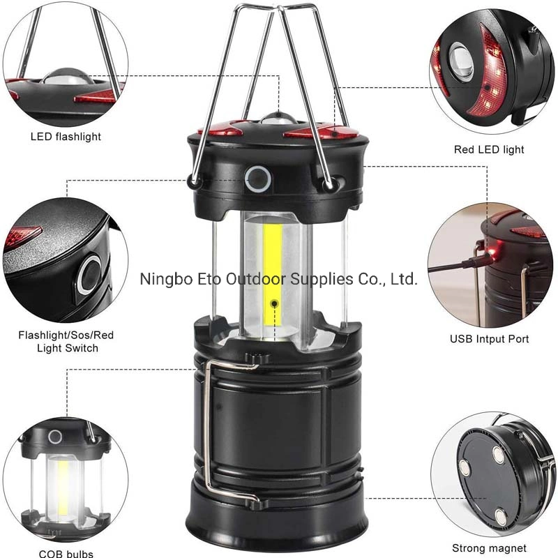 Portable COB LED Light Lamp Battery Powered Outdoor Emergency Lantern Light with Magnet Sos Flashlight