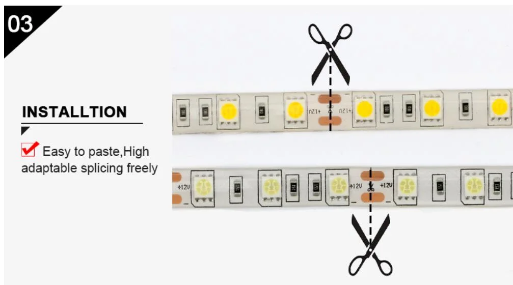 SMD 5050 5m Flexible LED Light Strip Side Emitting Micro LED Linear Light