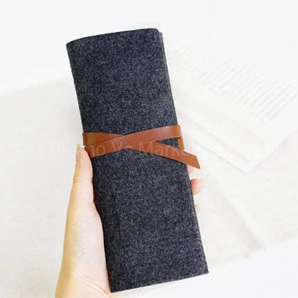 Stationery Polyester Felt Binding Double Sided Pocket Pencil Case Box (FM045)