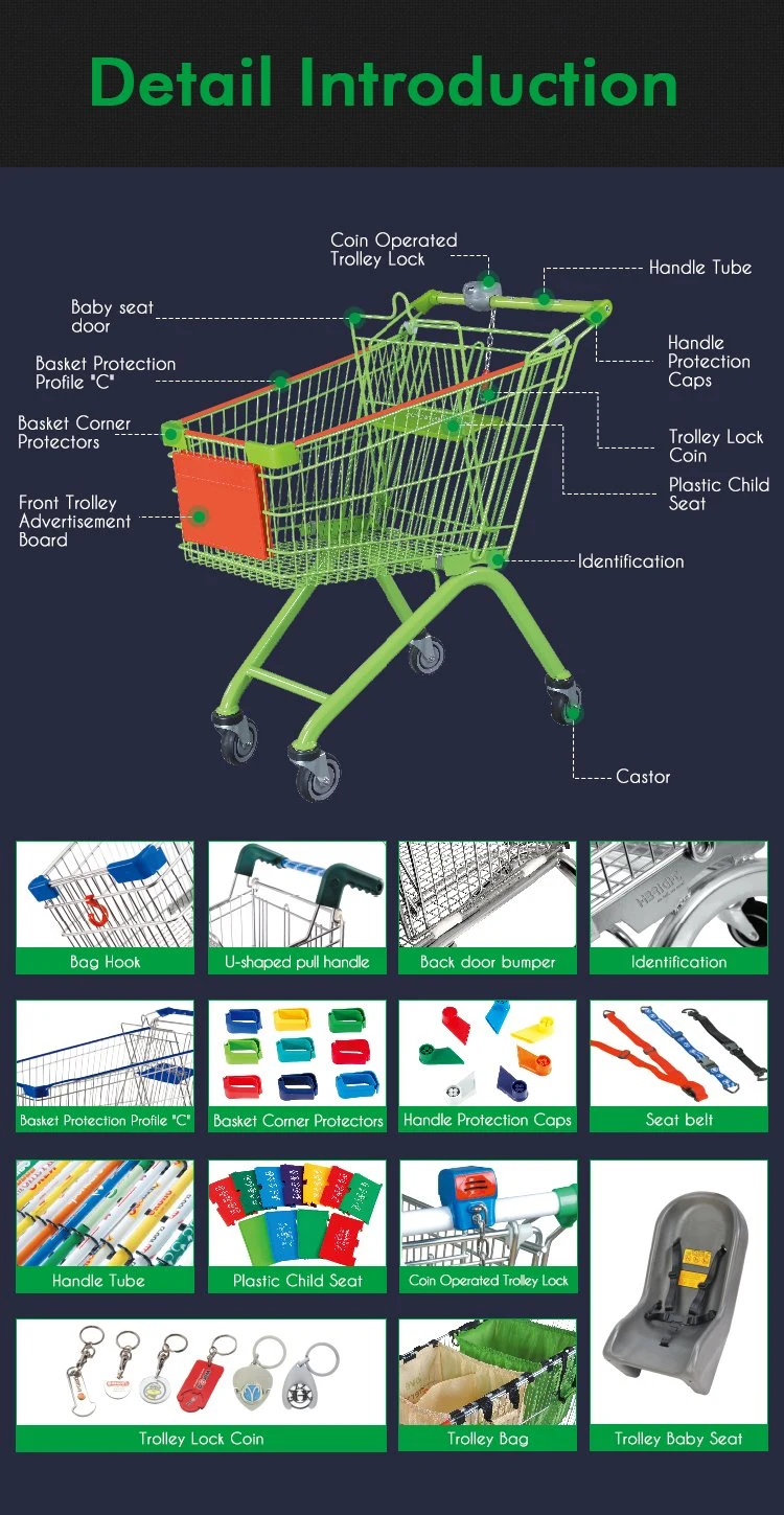 Super Light Aluminum Convenience Store Push Cart with Comfort Baby Seat