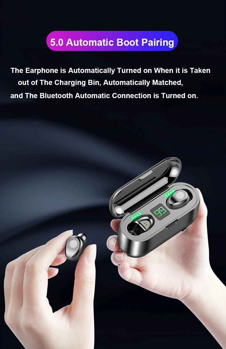 Earphone Bluetooth Wireless Gift Box Earbuds LED Digital Light Finger Print Control Earphone