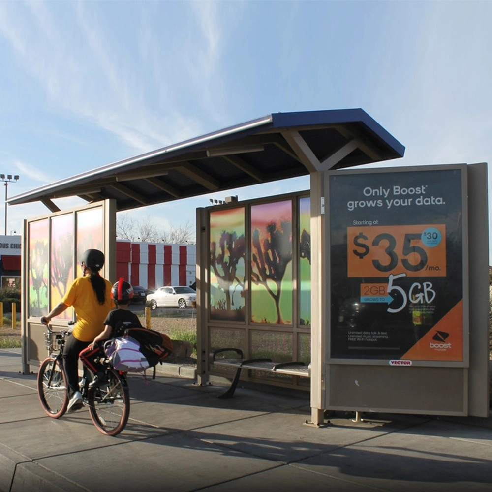 Outdoor Furniture Advertising Bus Shelter with Light Box